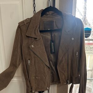 Blank NYC Taupe Suede Leather Jacket